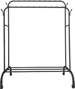 Διπλή Tροχήλατη Κρεμάστρα Δαπέδου 110x55x150cm με 1 Ράφι - Μαύρο