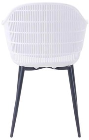 Πολυθρόνα BERRY Μεταλλική Μαύρη/PP-UV Λευκό 58x58x85cm (Σετ 4 ΤΕΜ)