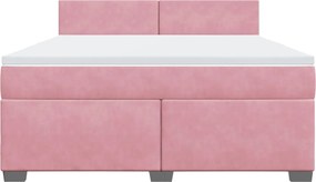 vidaXL Κρεβάτι Boxspring με Στρώμα Ροζ 180x200 εκ. Βελούδινο