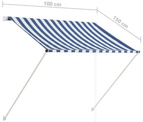 Τέντα Συρόμενη Μπλε / Λευκό 100 x 150 εκ. - Μπλε