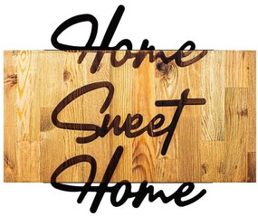 Διακοσμητικό Τοίχου Home Sweet Home 899SKL2171 58x48x3cm Walnut-Black Wallity Μέταλλο,Ξύλο