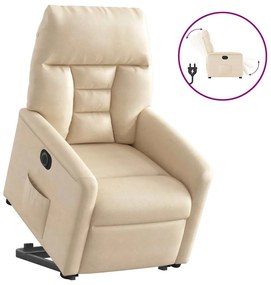 vidaXL Πολυθρόνα Ηλεκ. Ανακλινόμενη Ανύψωση Μπεζ Ύφασμα Μικροϊνών