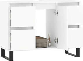 vidaXL Ντουλάπι Μπάνιου Λευκό 80 x 33 x 60 εκ. Επεξεργασμένο Ξύλο