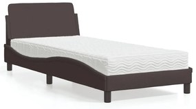 Κρεβάτι με Στρώμα Σκούρο Καφέ 90x190 εκ. Υφασμάτινο - Καφέ