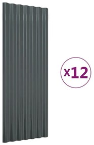 Πάνελ Οροφής 12 τεμ. Ανθρακί 100x36 εκ Ατσάλινα με Ηλεκτρ. Βαφή - Ανθρακί