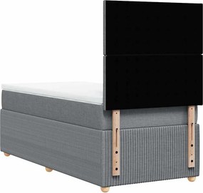 vidaXL Κρεβάτι Boxspring με Στρώμα Ανοιχτό Γκρι 100x200 εκ. Υφασμάτινο