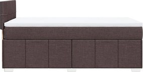vidaXL Κρεβάτι Boxspring με Στρώμα Σκούρο Καφέ 90x200 εκ. Υφασμάτινο