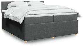 Κρεβάτι Boxspring με Στρώμα Σκούρο Γκρι 200x200 εκ. Υφασμάτινο - Γκρι