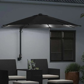 vidaXL Ομπρέλα Κήπου Μαύρο 248 x 248 x 148 εκ. Πολυεστέρας, Χάλυβας