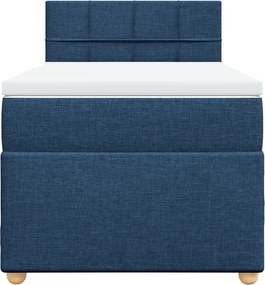 vidaXL Κρεβάτι Boxspring με Στρώμα Μπλε 100 x 200 εκ. Υφασμάτινο