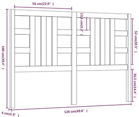 vidaXL Κεφαλάρι Κρεβατιού Μελί 126 x 4 x 100 εκ. από Μασίφ Ξύλο Πεύκου