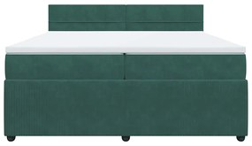 vidaXL Κρεβάτι Boxspring με Στρώμα Σκούρο Πράσινο 200x200εκ. Βελούδινο