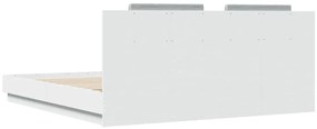 vidaXL Πλαίσιο Κρεβατιού με Κεφαλάρι Λευκό 180x200εκ. Μασίφ Επεξ. Ξύλο