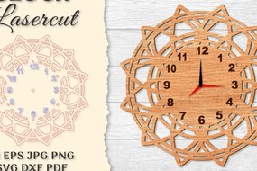 Σετ των 2 Intra απο ξύλο plywood 3mm-4mm πάχος - Ρολόι Mandala Lasercut Δίασταση 30x30 cm INTRAFABR-120626915