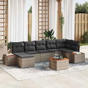vidaXL Σετ Καναπέ Κήπου με μαξιλάρι 8 pcs Γκρι Πολυ ράταν