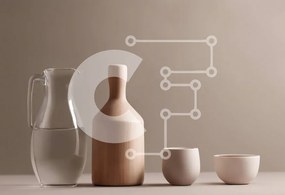 Intra Συλλεκτικό Ξύλινο Παζλ Plywood  4mm - Ξύλινο μπουκάλι, κανάτα και φλιτζάνια Σε Ξύλινο Κουτί - Διαστάσεις: 10x10 cm – 25 κομμάτια