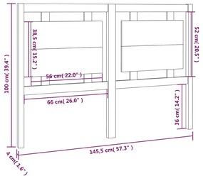 vidaXL Κεφαλάρι Κρεβατιού Λευκό 145,5x4x100 εκ. από Μασίφ Ξύλο Πεύκου