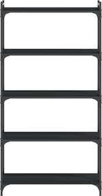 vidaXL Βιβλιοθήκη 5 Επιπέδων Μαύρη 80x30x154 εκ. Επεξεργασμένο Ξύλο