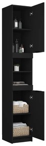 vidaXL Ντουλάπι Μπάνιου Μαύρο 32 x 34 x 188,5 εκ. Επεξεργασμένο Ξύλο