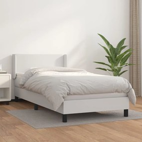 Κρεβάτι Boxspring με Στρώμα Λευκό 80 x 200 εκ. Συνθετικό Δέρμα