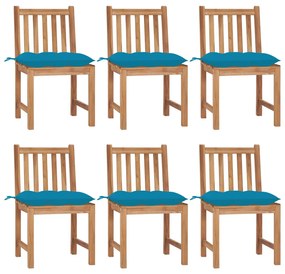 vidaXL Καρέκλες Κήπου 6 τεμ. από Μασίφ Ξύλο Teak με Μαξιλάρια