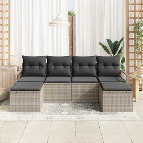 vidaXL Σετ Καναπέ Κήπου 6 pcs Ανοιχτό γκρι Πολυ ράταν