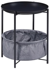 SIDE TABLE  BLACK METAL-GREY FABRIC Φ42x52Hcm.