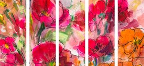 5 μερών ζωγραφισμένη floral νεκρή φύση - 200x100
