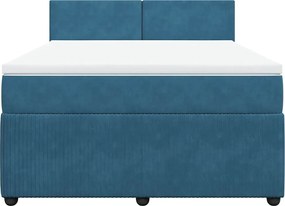 vidaXL Κρεβάτι Boxspring με Στρώμα Μπλε 140x190 εκ. Βελούδινο
