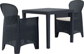 vidaXL Σετ Επίπλων Bistro 3 τεμ. Ανθρακί με Όψη Ρατάν Πλαστικό