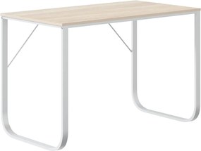 vidaXL Γραφείο Υπολογιστή Λευκό/Δρυς 110 x 60 x 73 εκ. από Μοριοσανίδα