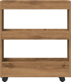 vidaXL Τρόλεϊ Αποθήκευσης Στενό 3 Επιπέδων Αρτισιανή Δρυς Επεξ. Ξύλο