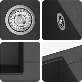 vidaXL Σιντρινο Μαύρο 670 x 460 mm Γρανίτης