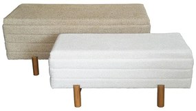 Cindy Inart trunk stool set of 2 boucle fabric in beige and white shade 110x50x49 εκ.