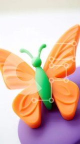 Intra Συλλεκτικό Ξύλινο Παζλ Plywood 4mm - Πορτοκαλί και μωβ παιχνίδι πεταλούδας σε λευκή επιφάνεια Σε Ξύλινο Κουτί - Διαστάσεις: 10x10 cm – 25 κομμάτια