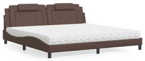 vidaXL Κρεβάτι με Στρώμα Καφέ 200x200 εκ. Συνθετικό Δέρμα