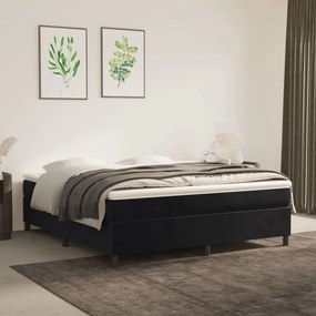 vidaXL Κρεβάτι Boxspring με Στρώμα Μαύρο 160x200 εκ. Βελούδινο