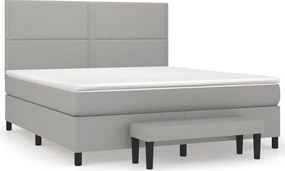vidaXL Κρεβάτι Boxspring με Στρώμα Ανοιχτό Γκρι 180x200 εκ. Υφασμάτινο