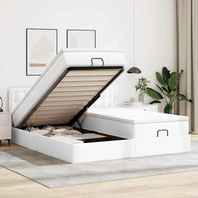 VidaXL Οθωμανικό κρεβάτι με στρώματα Λευκό 180x200cm Faux Leather
