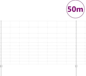vidaXL Εξωτερική άγρια περίφραξη με στήλες 50 x 1,4 μ Ασημί Δίχτυ