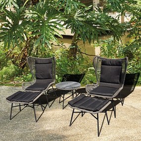 Καθιστικό Σετ 5τμχ 203443 Black 51,5x44cm 2 Θέσεων