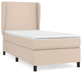 vidaXL Κρεβάτι Boxspring με Στρώμα Καπουτσίνο 90x200εκ.από Συνθ. Δέρμα