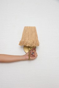 Stewehome Σετ 2 Τεμ. Boho Ραφιά Σάκακλι Ελ Γιαπιμί Απλικ Εσκίτμε Γκολντ Led 30x24 cm