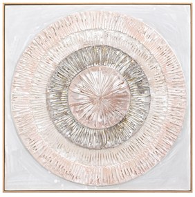 WALL PAINTING 3D  WITH BEIGE PS FRAME-HANDMADE CIRCLES 82x4,5Χ82Hcm.