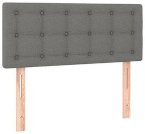 vidaXL Κρεβάτι Boxspring με Στρώμα &amp; LED Σκ.Γκρι 90x200 εκ. Υφασμάτινο