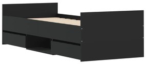 Πλαίσιο Κρεβατιού με Κεφαλάρι &amp; Ποδαρικό Μαύρο 75 x 190 εκ. - Μαύρο