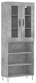 vidaXL Ντουλάπι Γκρι Σκυροδέματος 69,5x34x180 εκ. Επεξεργασμένο Ξύλο