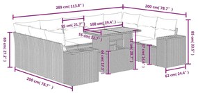 Σετ Καναπέ Κήπου 10 τεμ. Μπεζ Συνθετικό Ρατάν με Μαξιλάρια - Μπεζ