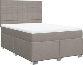 vidaXL Κρεβάτι Boxspring με Στρώμα Taupe 140x190 εκ. Υφασμάτινο