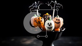 Intra Συλλεκτικό Ξύλινο Παζλ Plywood  4mm - Cake Pops και Cupcakes με θέμα το Halloween σε μαύρο μπολ Σε Ξύλινο Κουτί - Διαστάσεις: 10x10 cm – 25 κομμάτια